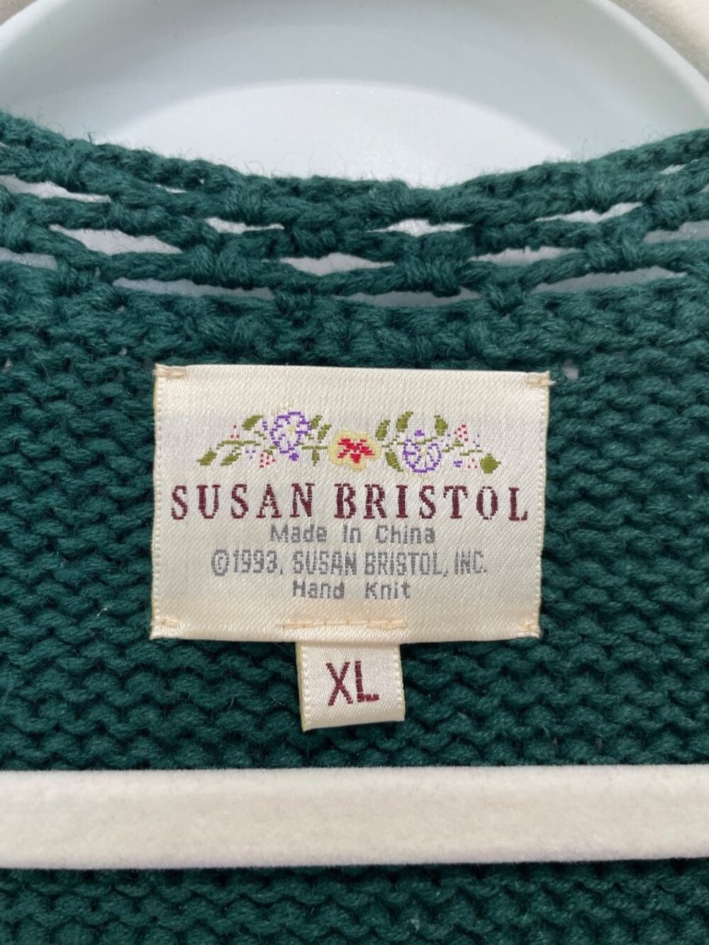 Vintage 90s Susan Bristol Cardigan Sweater XL Floral Button Front Deadstock NEW - Picture 6 of 10
